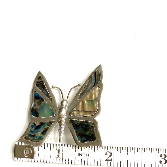 2 VTG sterling/abalone butterfly brooches - Picture 9 of 9